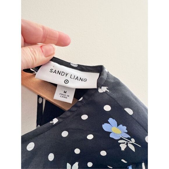 Sandy Liang × Target Women's Floral Print Short Sleeve Tiered Dress Black Sz M - Picture 4 of 7